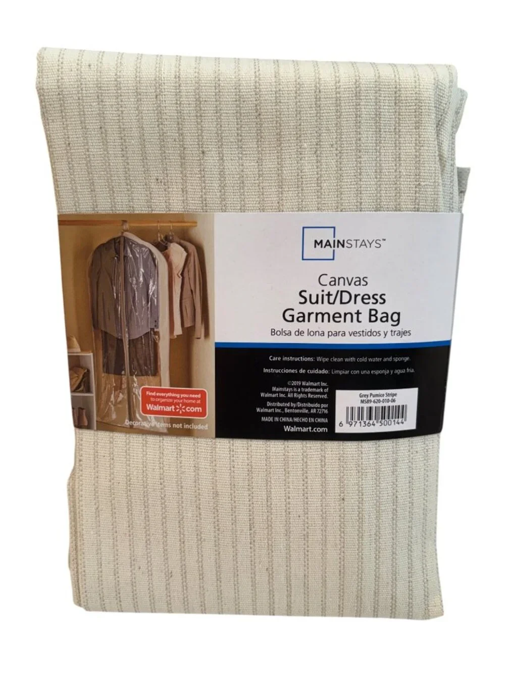 Mainstays Canvas Suit/Dress Garment Bag - Extended Length Fits Most Suits & Dres